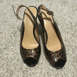 Nine West Cheetah Print Slingback Peeptoes